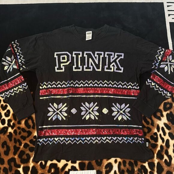 Pink holiday bling long sleeve - Picture 1 of 1